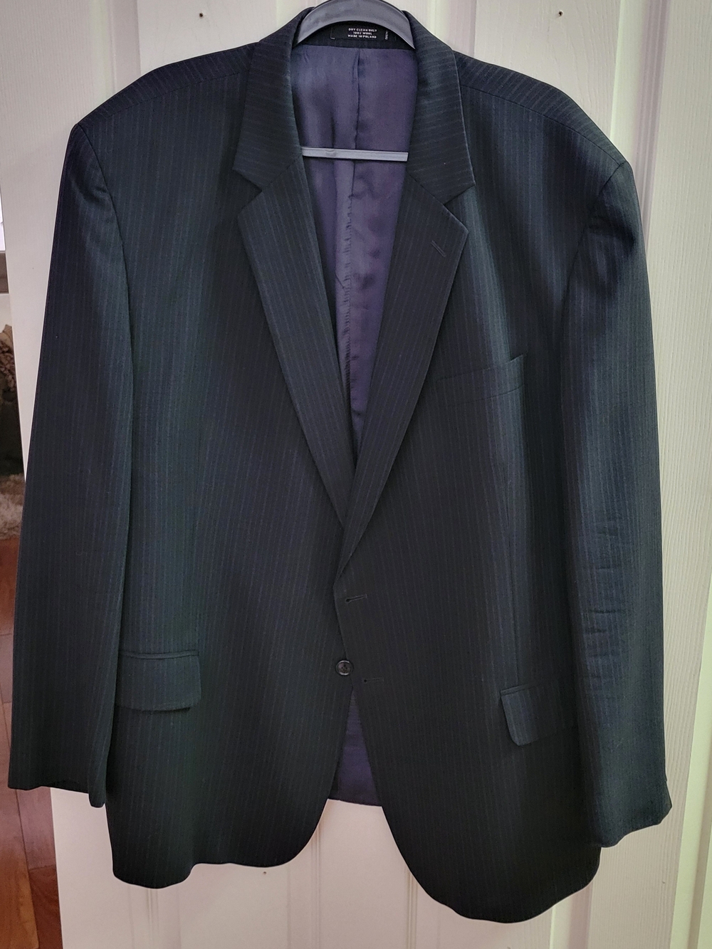 Men's Black Pinstripe Single-Breasted Blazer